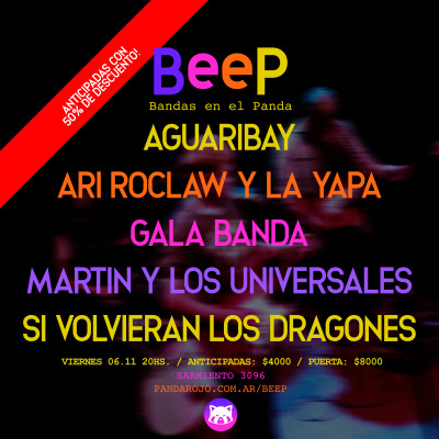 Flyer de BeeP: Bandas en el Panda - 6 de noviembre de 2026