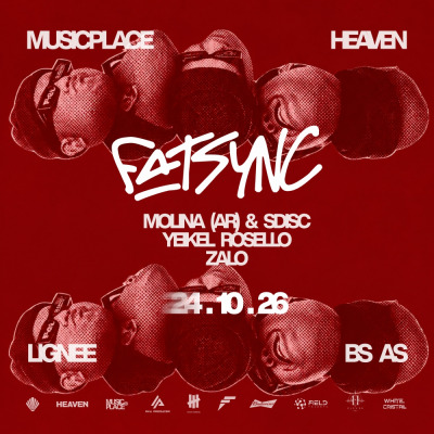 Flyer de LIGNEE - SABADO 24 DE OCTUBRE - FECHA INTERNACIONAL - presenta - FATSYNC 馃嚙馃嚪 - MOLINA (AR) & SDISC - YEKEL ROSELLO - ZALO