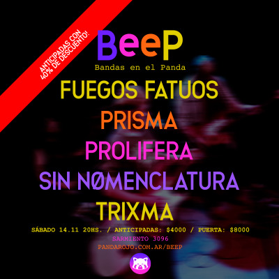 Flyer de BeeP: Bandas en el Panda - 14 de noviembre de 2026