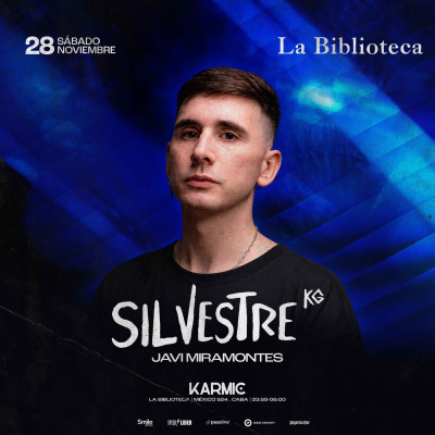 Flyer de Sabado 28 de Noviembre SILVESTRE KG @LaBiblioteca x Karmic