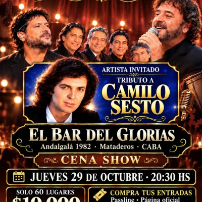 Flyer de TRIBUTO A JORGE ROJAS Y LOS NOCHEROS + ARTISTA INVITADO (TRIBUTO A CAMILO SESTO)