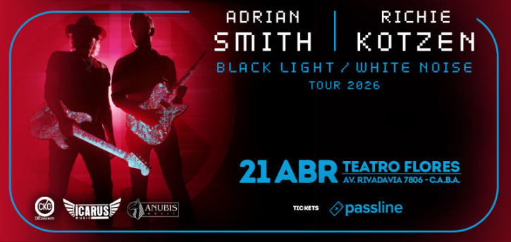 Passline ADRIAN SMITH RICHIE KOTZEN Black Light White Noise Tour Banner Superior Adrian Smith Richie Kotzen Black Light White Noise Tour 2026 454926 