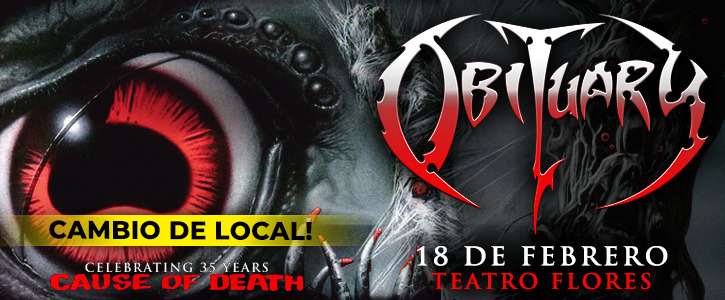 Banner promocional del concierto de Obituary en Argentina