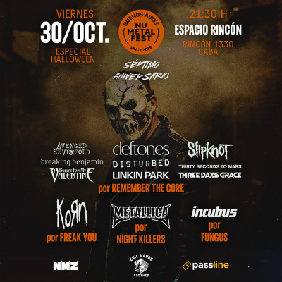 Flyer de Buenos Aires Nu Metal Fest especial Halloween