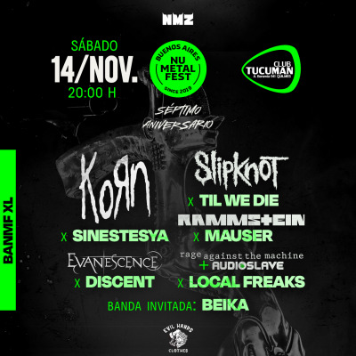 Flyer de Buenos Aires Nu Metal Fest XL Quilmes