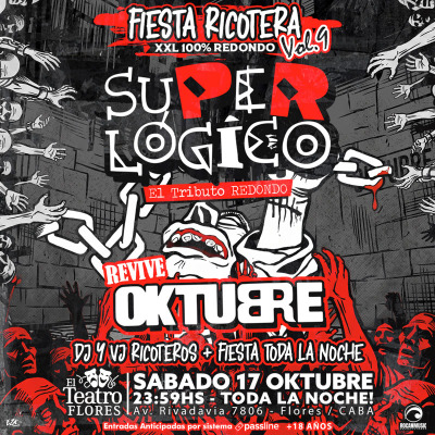 Flyer de Fiesta Ricotera XXL 100% Redondo - 17 octubre 2026
