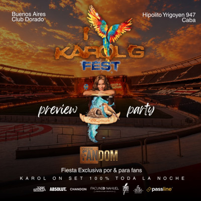 Flyer de KAROL G FEST - PREVIA MONUMENTAL - FIESTA FANDOM!