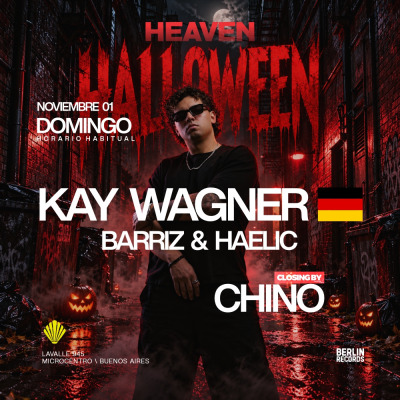 Flyer de LIGNEE - HALLOWEEN BY HEAVEN - DOMINGO 1 DE NOVIEMBRE - KAY WAGNER 馃嚛馃嚜 - BARRIZ & HAELIC - CHINO