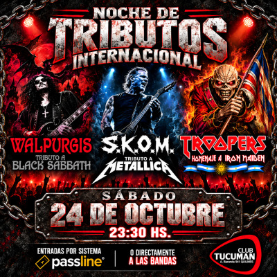 Flyer de Noche de tributos internacionales